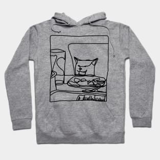 Half Memes Woman Yelling at Cat Black Line Doodle Hoodie